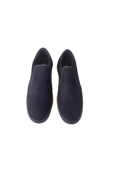 İstanbul Hakiki Deri Lacivert-Lastikli Günlük Erkek Ayakkabı - Resim 5