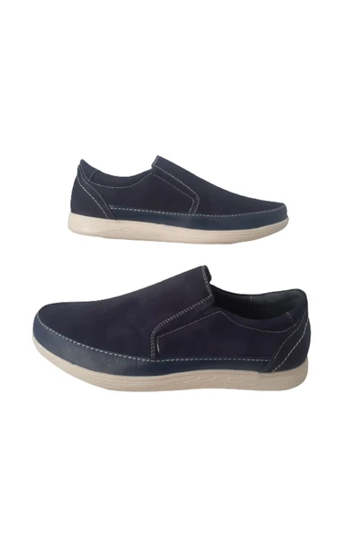 İstanbul Hakiki Deri Lacivert-Lastikli Günlük Erkek Ayakkabı ürün görseli