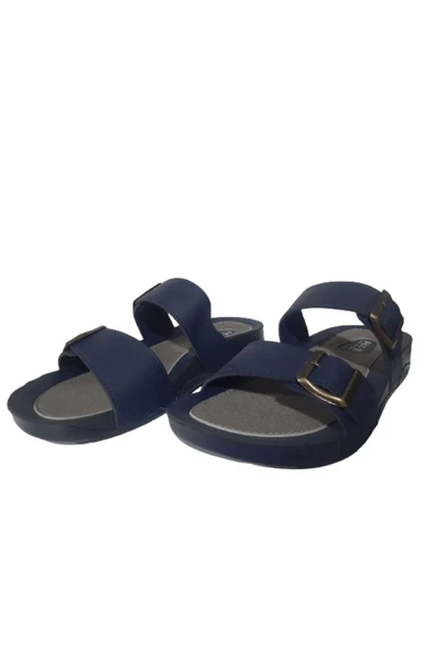 ALC Eren Erkek Lacivert Çift Tokalı Ortopedik Taban Günlük Şık Terlik alc210-77 - 5