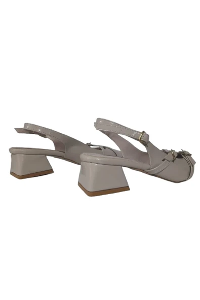 CEYLANLAR Kadın Krem-Rugan Sandalet Şık Ev İş Ofis Günlük Şık Ayakkabı - Resim 4