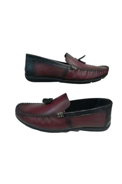 N S R Erkek Bordo Loafer Ayakkabı
