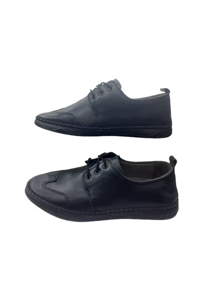 Frank Peter Erkek Siyah Çarık Ortopedik Taban Günlük Şık Ayakkabı - 5