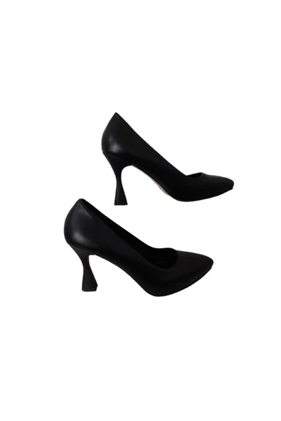 Nirvana Kadın Siyah Suni Deri Şık Ve Rahat Kadeh Topuklu Abiye Ayakkabı - Resim 2