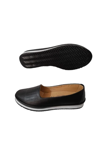 Ayzen Siyah Lazer Baskili Günlük Klasik Ayakkabı - 2