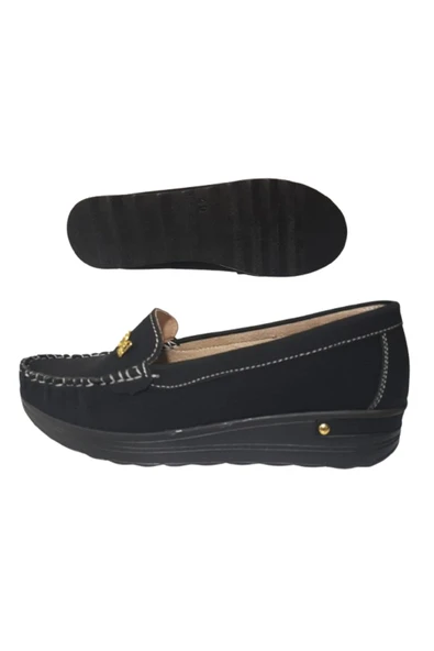 Linda LİNDA Günlük Ortopedik Kadın Siyah Babet Ayakkabı - Resim 6