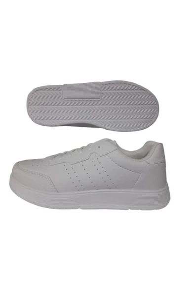 DarkStep Beyaz Bağcıklı Erkek Günlük Şık Spor Ayakkabı - 3