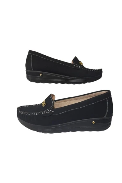 Linda LİNDA Günlük Ortopedik Kadın Siyah Babet Ayakkabı ürün görseli