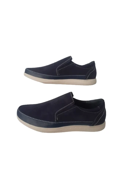 İstanbul Hakiki Deri Lacivert-Lastikli Günlük Erkek Ayakkabı - Resim 3