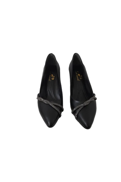 Lameira La Meira Siyah Kapalı Taşlı Kalın Alçak Topuklu Şık Ayakkabı - 2