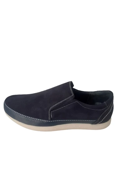 İstanbul Hakiki Deri Lacivert-Lastikli Günlük Erkek Ayakkabı - Resim 4