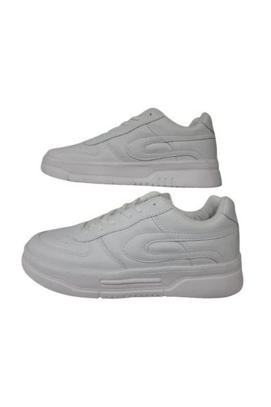 Venuma Unısex Beyaz Düz Ortopedik Taban Günlük Yürüyüş Ayakkabı VNMA995-202 - Resim 4