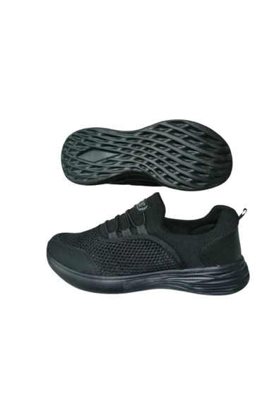 BS BLACK SEA Siyah Lastikli Kadın Düz Taban Anarok Spor Ayakkabı - Resim 5