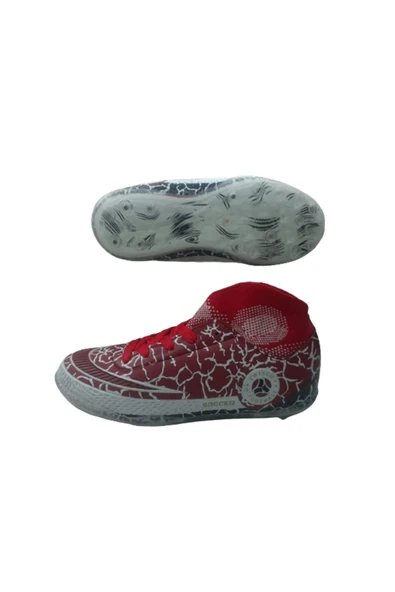 TİWİNGO Erkek Çocuk Kırmızı-Beyaz Çoraplı Halı Saha Futbol Ayakkabısı - Resim 6