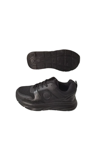 Somicks Kadın Siyah Kaymaz Taban Ultra Hafif Bağcıklı Günlük Spor Ayakkabı - Resim 3