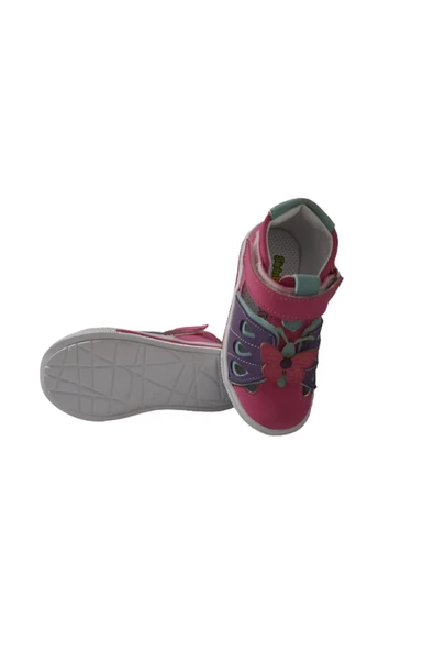 Şirin Bebe Kız Mor-fuşya Günlük Ortopedik Kaymaz Poli Taban Bantlı Kelebek Detaylı Ayakkabı - Resim 5