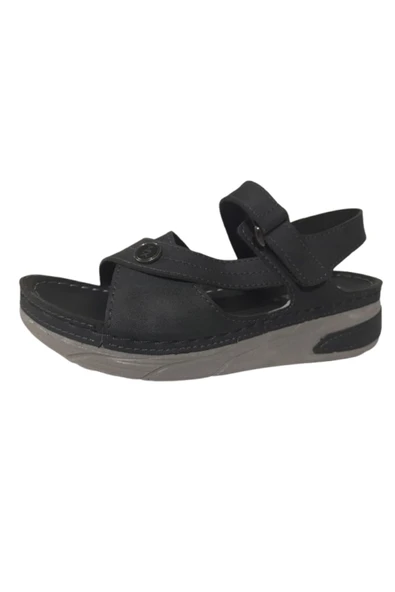MULEX Siyah Cırtlı Anatomik Comfort Sandalet - 4
