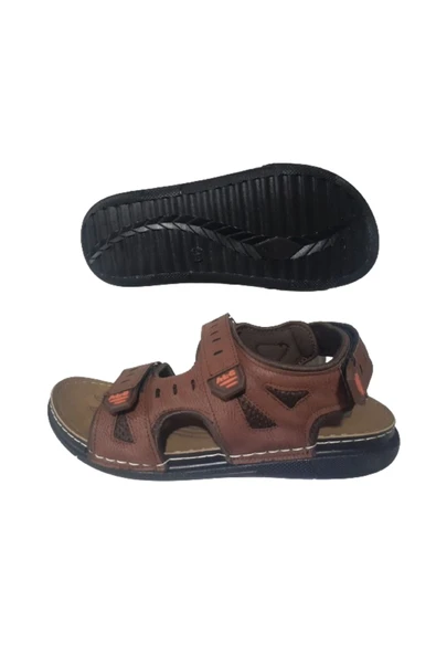 ALC Eren Koyu Kahve Rahat Taban Ayarlanabilir Cırtlı Erkek Sandalet ALC789-14 - Resim 5