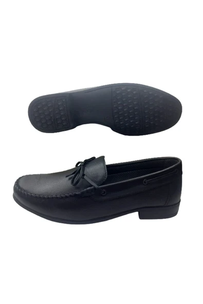 Frank Peter Siyah Fiyonklu Cilt Ortopedik Taban Günlük Ayakkabı - Resim 5