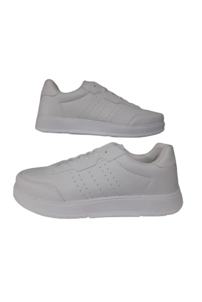 DarkStep Beyaz Bağcıklı Erkek Günlük Şık Spor Ayakkabı