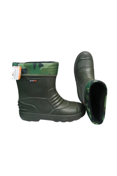 Akınal Bella Ab80-10 Unisex Haki Çoraplı Eva Ultra Hafif Poli Taban Kısa Yağmur Çizmesi - Resim 4