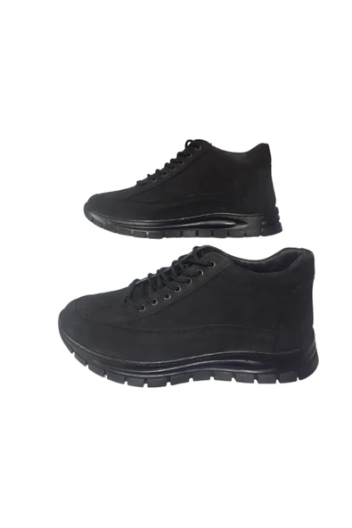 Golden Restfull Erkek Siyah Bağcıklı Hakiki Deri Ortopedik Kaymaz Taban Kısa Bot Ayakkabı RSTFLL440-00 - 4