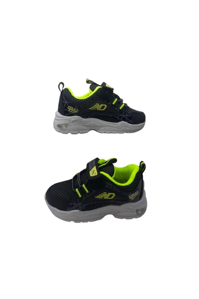 N Drops N.DROPS Erkek Çocuk Siyah-Fosfor Yeşili Işıklı Ortopedik Taban Günlük Spor Ayakkabı ürün görseli