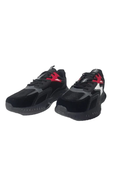 BOULDER Erkek Siyah-Kırmızı Ortopedik Air Taban Günlük Yürüyüş Ayakkabısı BLDR029-111 - Resim 3