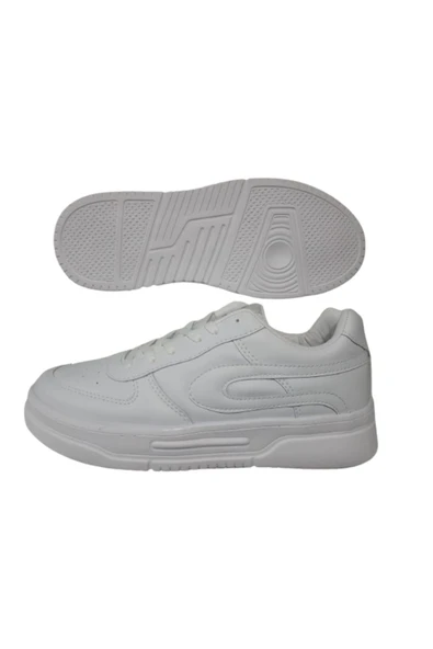 Venuma Unısex Beyaz Düz Ortopedik Taban Günlük Yürüyüş Ayakkabı VNMA995-202 - Resim 5