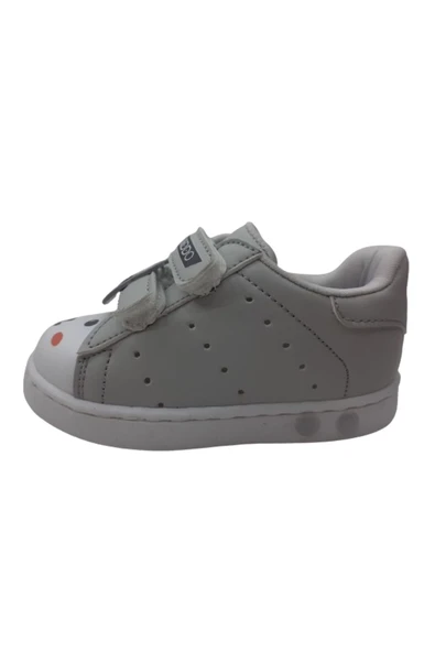 MİDDO KİDS Middo Kids Erkek Bebek Gri-Beyaz Tavşanlı İlk Adım Ortopedik Günlük Yürüyüş Ayakkabı mddo658-00 - Resim 3