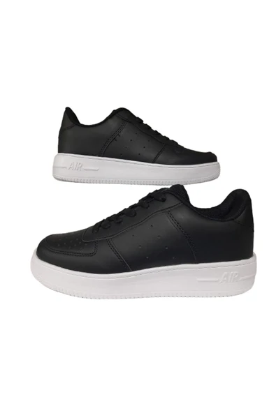 BS BLACK SEA Siyah Beyaz Düz Taban Spor Ayakkabı