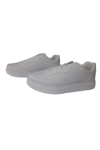 DarkStep Beyaz Bağcıklı Erkek Günlük Şık Spor Ayakkabı - 4