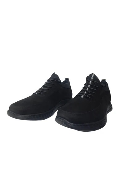 Golden Erkek Siyah Lastikli Hakiki Deri Ortopedik Kaymaz Taban Günlük Ayakkabı GLDNN039-00 - 2