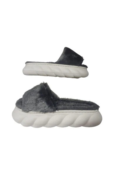 Akınal Bella Kadın Gri Peluş Ultra Hafif Günlük Terlik AKB105-979