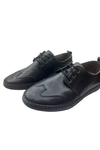 Frank Peter Erkek Siyah Çarık Ortopedik Taban Günlük Şık Ayakkabı - 3