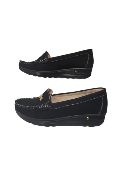 Linda LİNDA Günlük Ortopedik Kadın Siyah Babet Ayakkabı - Resim 5