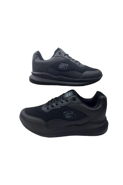 Somicks Unısex Siyah-Siyah Kaymaz Taban Ultra Hafif Bağcıklı Günlük Spor Ayakkabı ürün görseli
