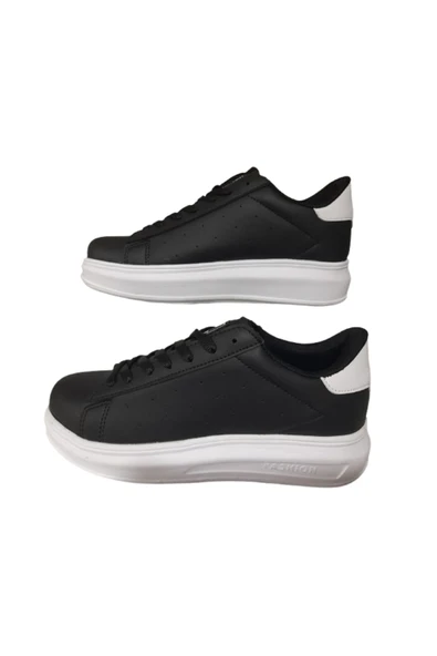 DarkStep Siyah Bağcıklı Unisex Günlük Şık Spor Ayakkabı - 5