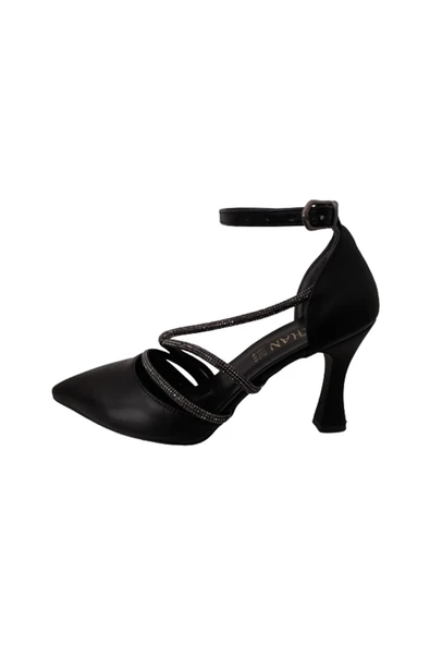 TARHAN kadın siyah-taşlı şık kadeh topuklu abiye ayakkabı - Resim 3