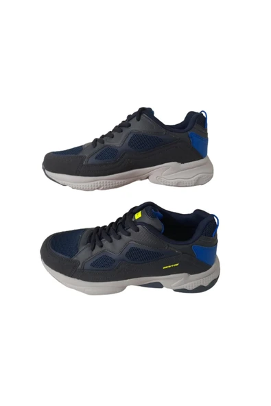 Best Of Bestof Lacivert Gri Fileli Hafif Erkek Koşu Yürüyüş Ayakkabısı - Resim 2