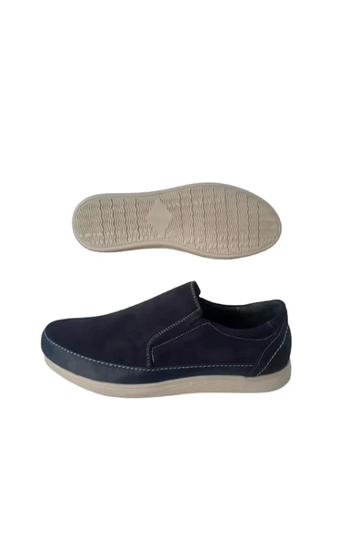 İstanbul Hakiki Deri Lacivert-Lastikli Günlük Erkek Ayakkabı - Resim 2