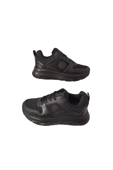Somicks Kadın Siyah Kaymaz Taban Ultra Hafif Bağcıklı Günlük Spor Ayakkabı ürün görseli