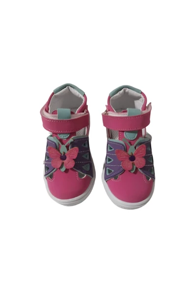 Şirin Bebe Kız Mor-fuşya Günlük Ortopedik Kaymaz Poli Taban Bantlı Kelebek Detaylı Ayakkabı - Resim 3