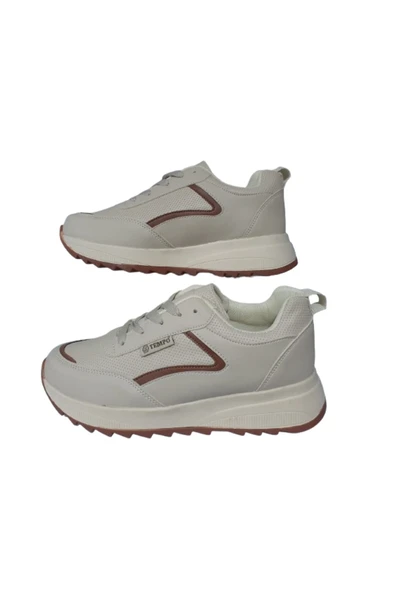 Tempo Kadın Krem-Kahve Cilt Ortopedik Taban Günlük Yürüyüş Ayakkabısı TMP036-95 - 3