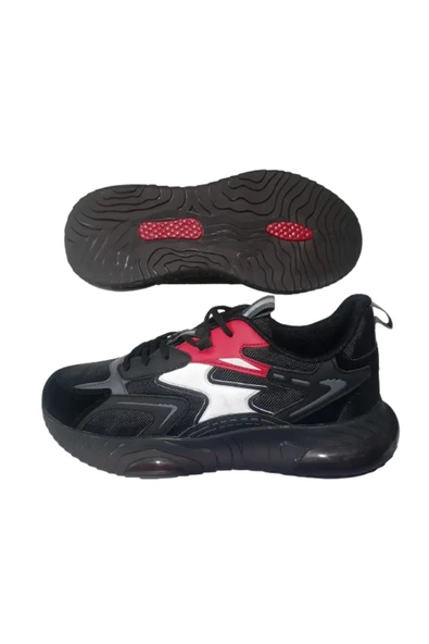 BOULDER Erkek Siyah-Kırmızı Ortopedik Air Taban Günlük Yürüyüş Ayakkabısı BLDR029-111 - Resim 5