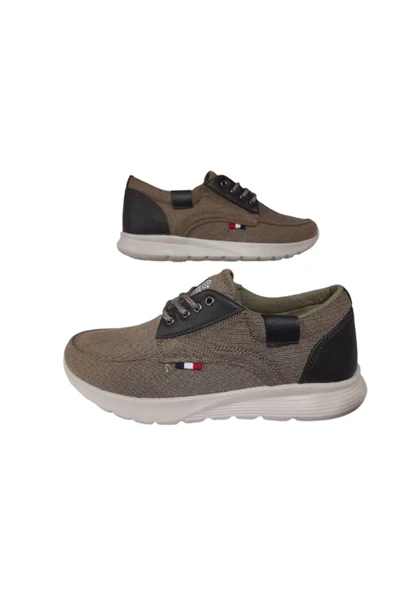 Dakırs Dakır's Erkek Bej Bağcıklı Ortopedik Taban Günlük Şık Yürüyüş Ayakkabı ürün görseli
