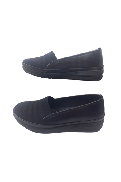 Ayzen Kadın Siyah-Siyah Streç Ortopedik Taban Günlük Şık Ayakkabı ayznn326-99 - Resim 3