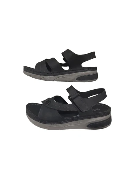 MULEX Siyah Cırtlı Anatomik Comfort Sandalet - 2