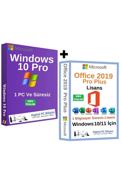 MICROSOFT Windows 10 Pro Lisans Süresiz Artı Office 2019 Lisans-kurulum Rehberi-sms Teslim ürün görseli 1