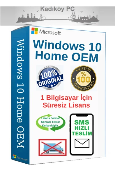 MICROSOFT Windows 10 Home OEM Lisans - 1 PC - Süresiz - SMS Teslim ürün görseli 1