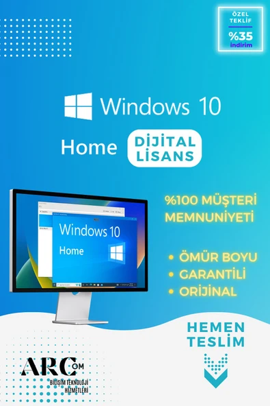 MICROSOFT Windows 10 Home OEM - Dijital Lisans Anahtarı - Windows 10 Ömür Boyu, Garantili, ESD Key - 1